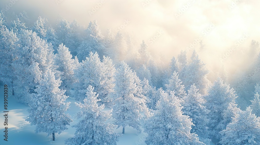 Serene winter landscape with snow-draped trees perfect for high-definition and calming seasonal backgrounds Serene winter landscape with snow-draped trees perfect for high-definition and calming seasonal backgrounds