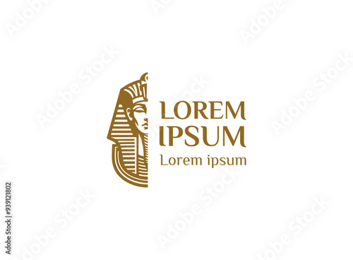 Abstract pharaonic king Statue symbol for old Egyptian history logo template design isolated on white background 