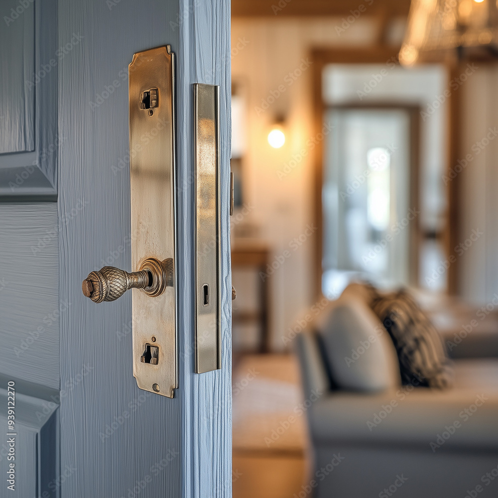 Detailed View of a Flip-Style Door Lock on a Cottage Detailed View of a Flip-Style Door Lock on a Cottage