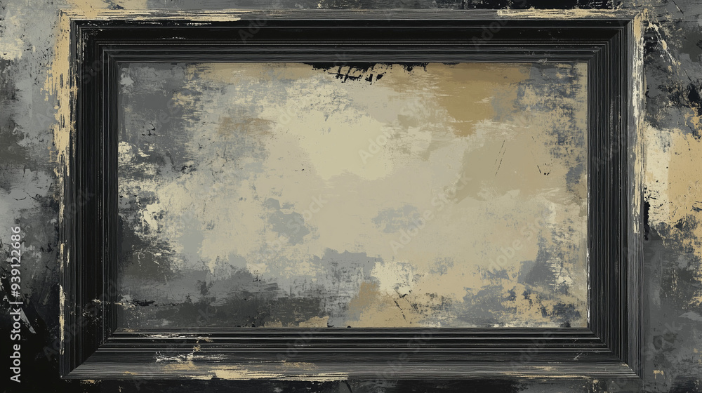 Black frame on a grunge wall background, textured and rugged design Black frame on a grunge wall background, textured and rugged design