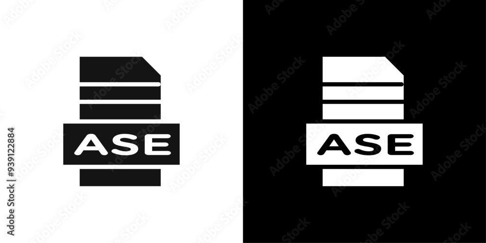 ASE File Document Icon Flat vector set outline ASE File Document Icon Flat vector set outline