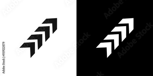 Arrow chevron icon Flat vector set outline