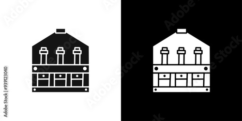 beer bottles in basket icon Flat vector set outline