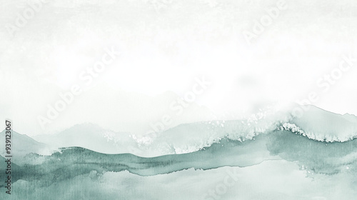 Calm watercolor landscape abstract background with gentle green hues for serene designs 