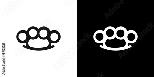 brass knuckles icon Flat vector set outline