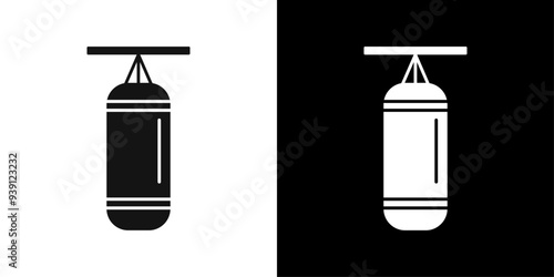 Boxing punch bag icon Flat vector set outline