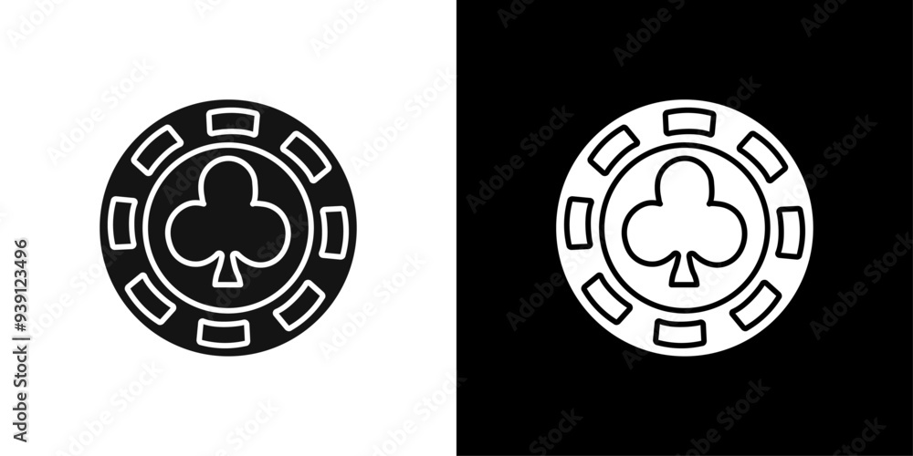 Casino chips icon Flat vector set outline Casino chips icon Flat vector set outline