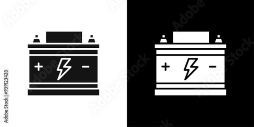 Car battery icon Flat vector set outline