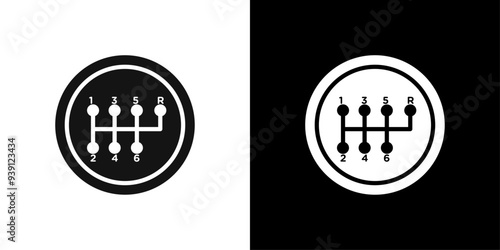 car manual shift lever icon Flat vector set outline
