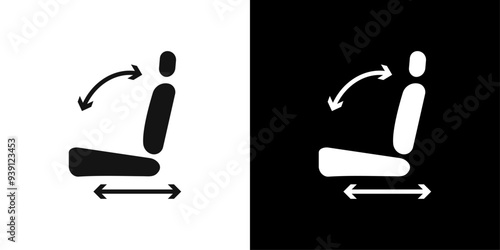 Car seat adjustment icon Flat vector set outline
