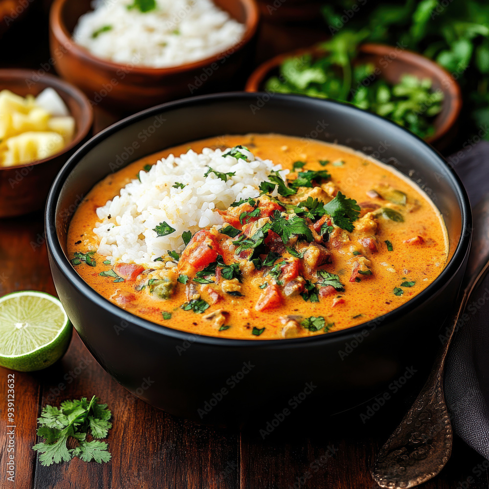 tasty Brazilian speciality moqueca de cação. AI generative. tasty Brazilian speciality moqueca de cação. AI generative.