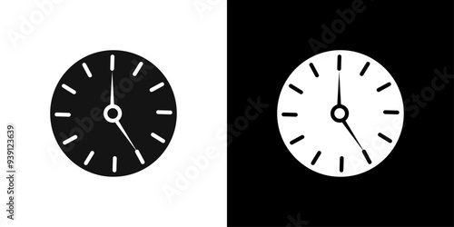 Clock icon Flat vector set outline