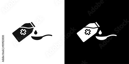cough syrup icon Flat vector set outline