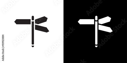 crossroads sign icon Flat vector set outline