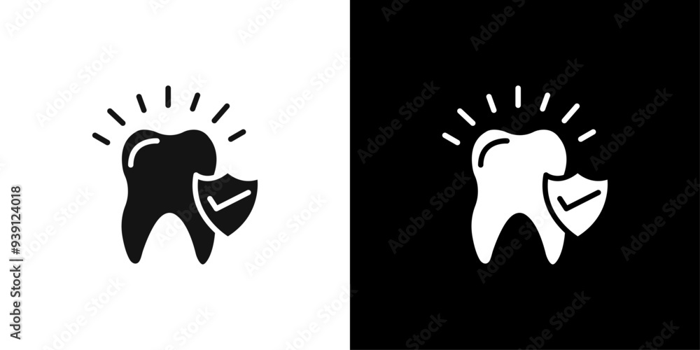 Obraz premium Dental Protection for 24 Hours icon Flat vector set outline