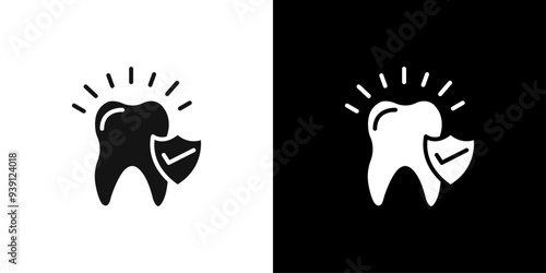 Dental Protection for 24 Hours icon Flat vector set outline