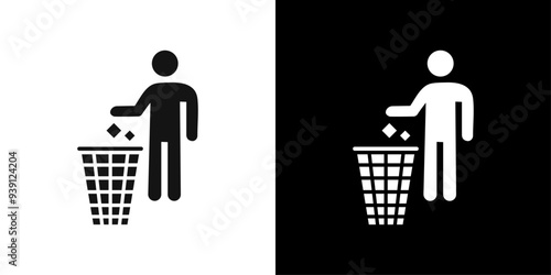 Do not litter icon Flat vector set outline