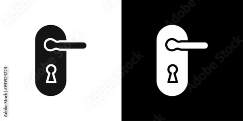Door knob icon Flat vector set outline