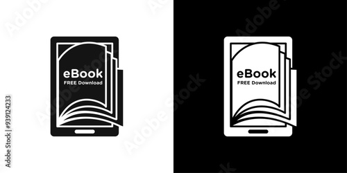 E book download icon Flat vector set outline