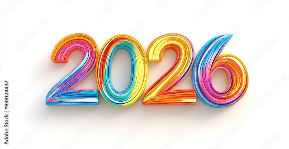 Obraz premium Happy New Year 2026 3D Text Effect