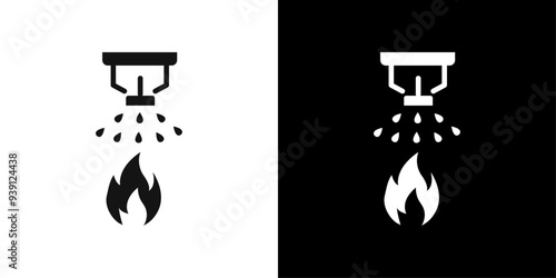 fire sprinkler icon Flat vector set outline