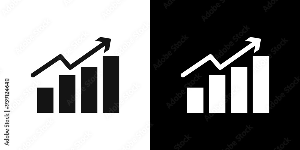 growth arrow bars icon Flat vector set outline growth arrow bars icon Flat vector set outline