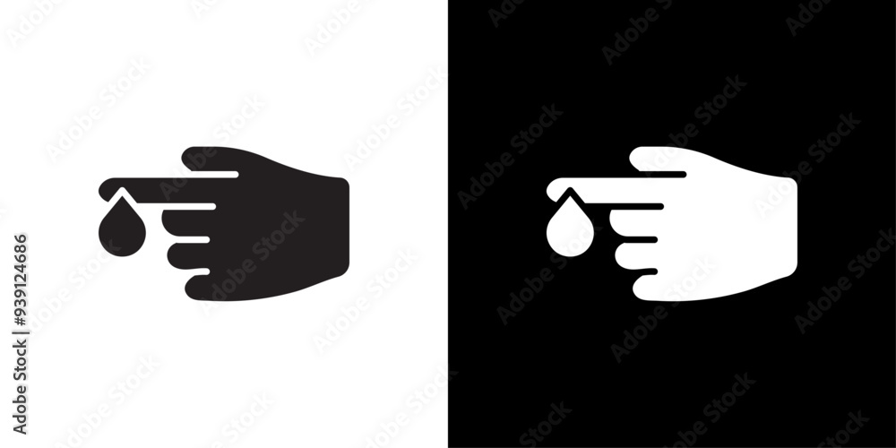 Obraz premium Hand with blood drop icon Flat vector set outline