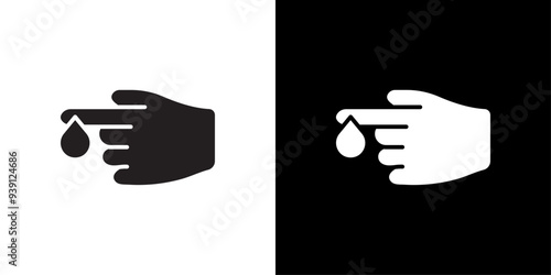 Hand with blood drop icon Flat vector set outline