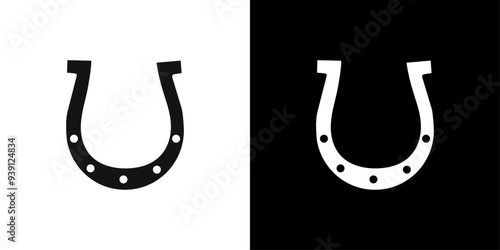 Horseshoe icon Flat vector set outline