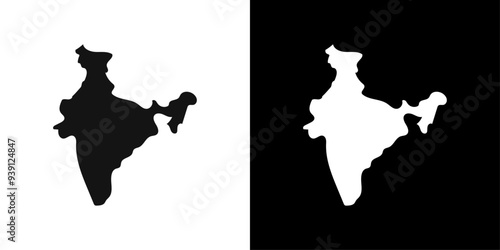 Indian map icon Flat vector set outline