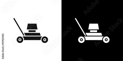 Lawn mower icon Flat vector set outline