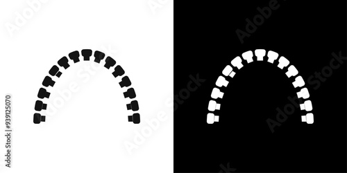 lingual braces icon Flat vector set outline
