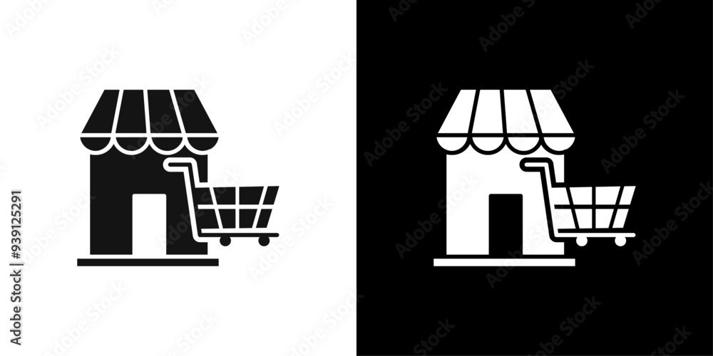 Marketplace icon Flat vector set outline Marketplace icon Flat vector set outline