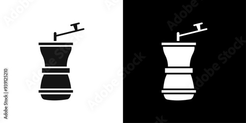 Manual coffee grinder icon Flat vector set outline