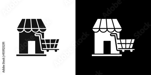 Marketplace icon Flat vector set outline