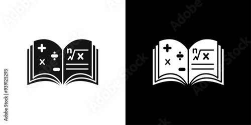 Maths book icon Flat vector set outline