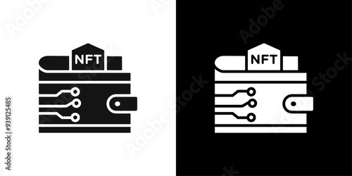 NFT wallet icon Flat vector set outline