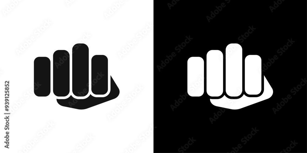 Obraz premium punch fist hand icon Flat vector set outline
