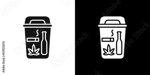 Quitting bad habits icon Flat vector set outline