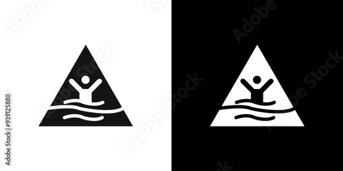 Quicksand and Mud Danger Sign icon Flat vector set outline