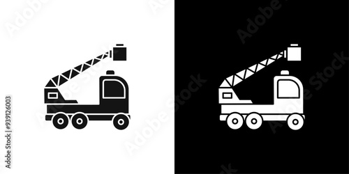 rescue truck basket icon Flat vector set outline