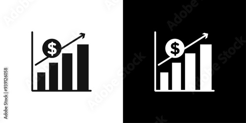 Rise price icon Flat vector set outline