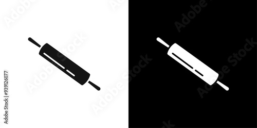 rolling pin icon Flat vector set outline