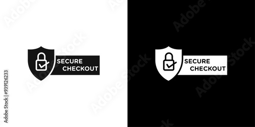 secure checkout icon Flat vector set outline