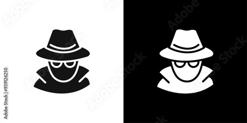 Secret agent icon Flat vector set outline