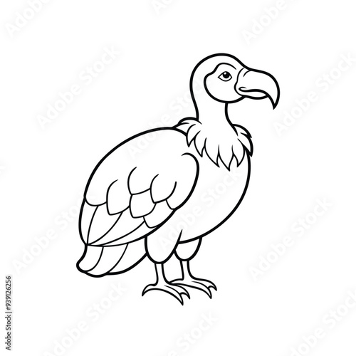 Vector illustration of a vulture in full line art, detailed and majestic for wildlife design.