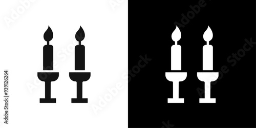 Shabbat candles icon Flat vector set outline