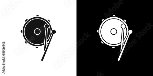 Snare Drum icon Flat vector set outline