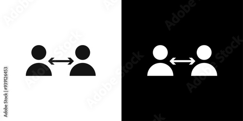 Social distancing icon Flat vector set outline