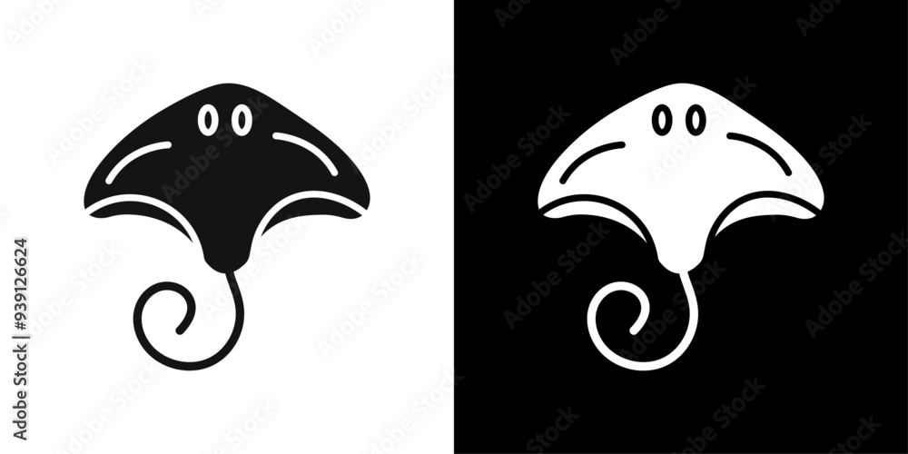 Stingray icon Flat vector set outline Stingray icon Flat vector set outline